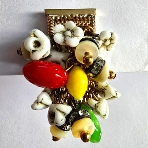 Vintage Hobe earring Tutti Frutti ONE SINGLE fruit salad gold tone clip